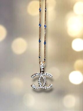 🆕💕 Rhinestone Double C Pendant Charm • GOLD & CRYSTAL Colors • NWOT